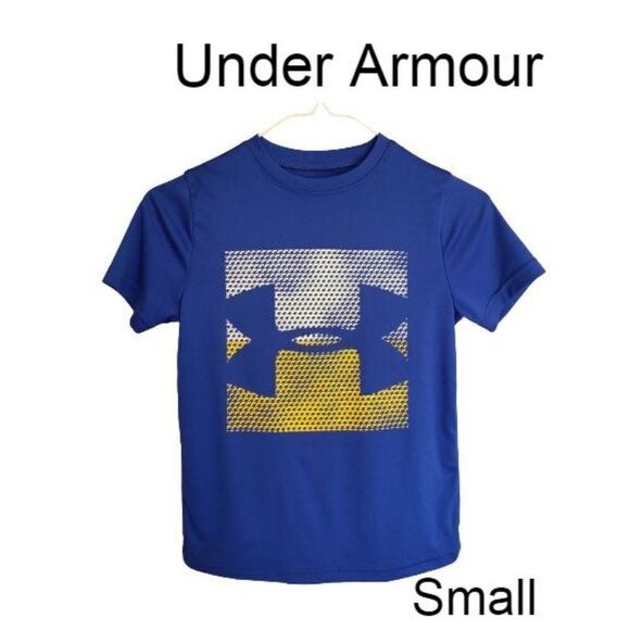Under Armour Boys' UA Velocity Big Logo Blue Sports Performance Top Small NWOT - Picture 1 of 4